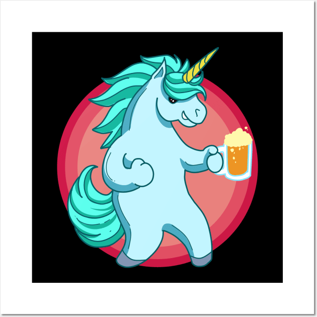 Cheers - Unicorn drinking beer - Beerfest Wall Art by Modern Medieval Design